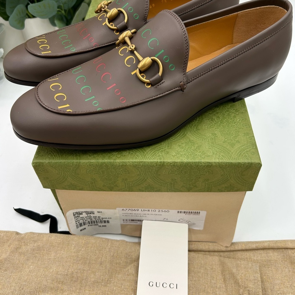 Men's Gucci JORDAAN horse bit 100th anniversary, Leather loafers 7.5 fits 8.5 US - Picture 5 of 10